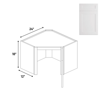 White Diagonal Corner Wall Cabinets - 18G in H x 24 in W x 24 in D - Pre Assembled