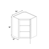 Portland Chestnut - 24 Inch Diagonal Corner Wall Cabinet - 24" Width x 18" Height x 12" Depth