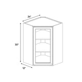 Essence Cemento - 24 Inch Diagonal Corner Glass Door Wall Cabinet - 24" Width x 30" Height x 12" Depth