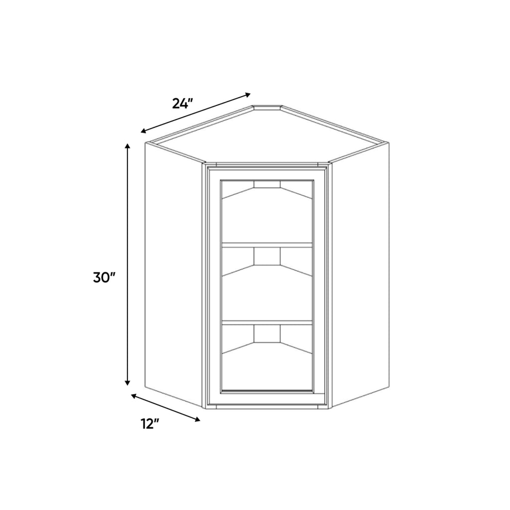 Liberty Shaker Espresso - 24 Inch Diagonal Corner Glass Door Wall Cabinet - 24