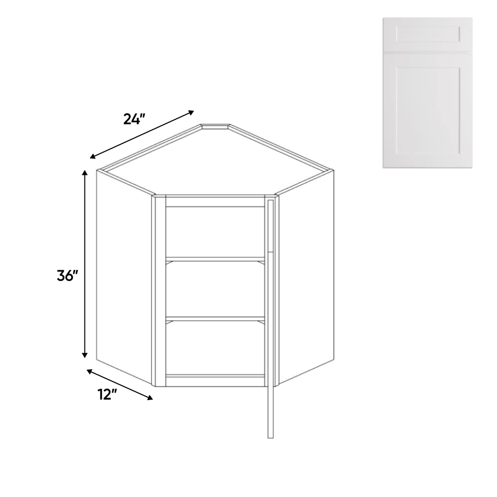 Liberty Shaker White - Wall Diagonal Corner Cabinet - 24"W x 36"H x 12"L - Pre Assembled