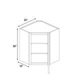 Portland Chestnut - 24 Inch Diagonal Corner Wall Cabinet - 24" Width x 36" Height x 12" Depth