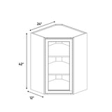 Atlas Blanco - 24 Inch Diagonal Corner Glass Door Wall Cabinet - 24" Width x 42" Height x 12" Depth