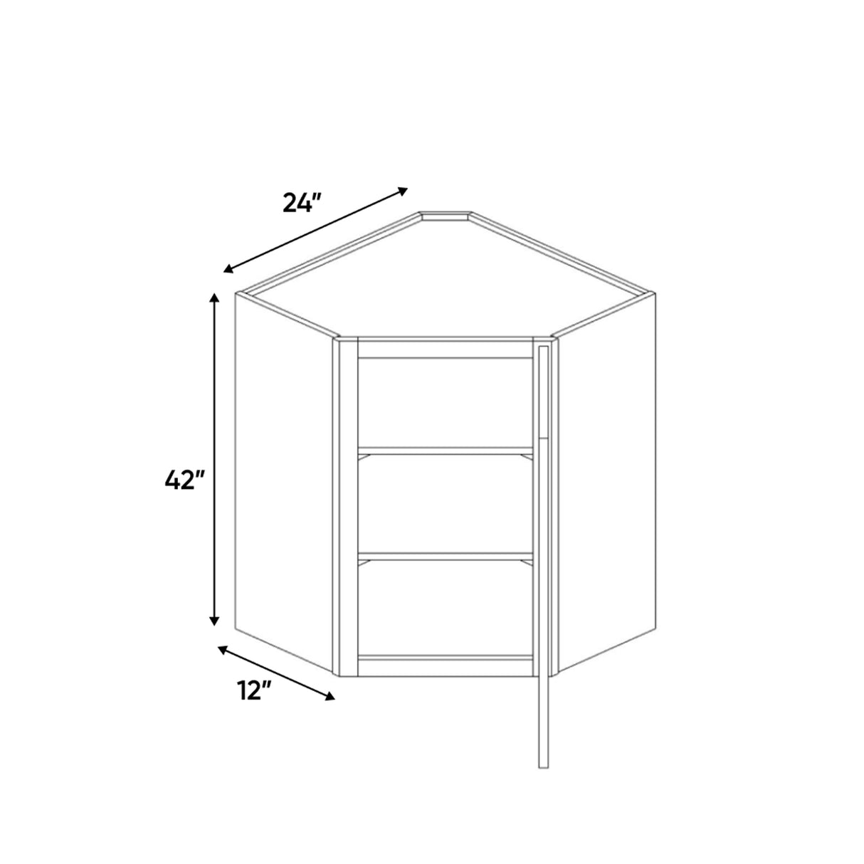 Liberty Shaker Blue - 24 Inch Diagonal Corner Wall Cabinet - 24" Width x 42" Height x 12" Depth