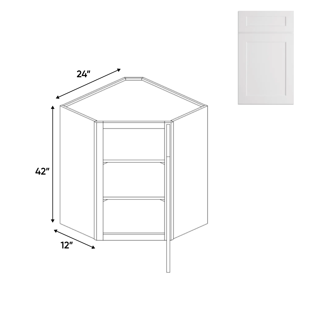 Liberty Shaker White - Wall Diagonal Corner Cabinet - 24"W x 42"H x 12"D