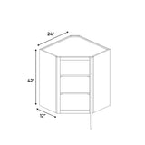 Portland Chestnut - 24 Inch Diagonal Corner Wall Cabinet - 24" Width x 42" Height x 12" Depth