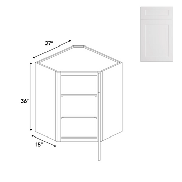 White Diagonal Corner Wall Cabinets - 36 in H x 27 in W x 15 in D - Pre Assembled