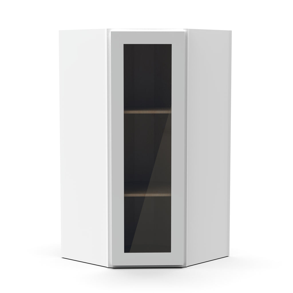 Liberty Shaker White Diagonal Corner Glass Door Kitchen Wall Cabinet - 36