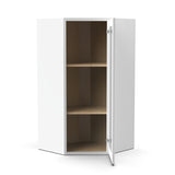 Liberty Shaker White Diagonal Corner Glass Door Kitchen Wall Cabinet - 36"H x 27"W x 15"D