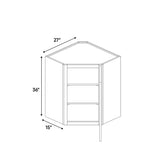 Arlington Oatmeal - 27 Inch Diagonal Corner Wall Cabinet - 27" Width x 36" Height x 15" Depth