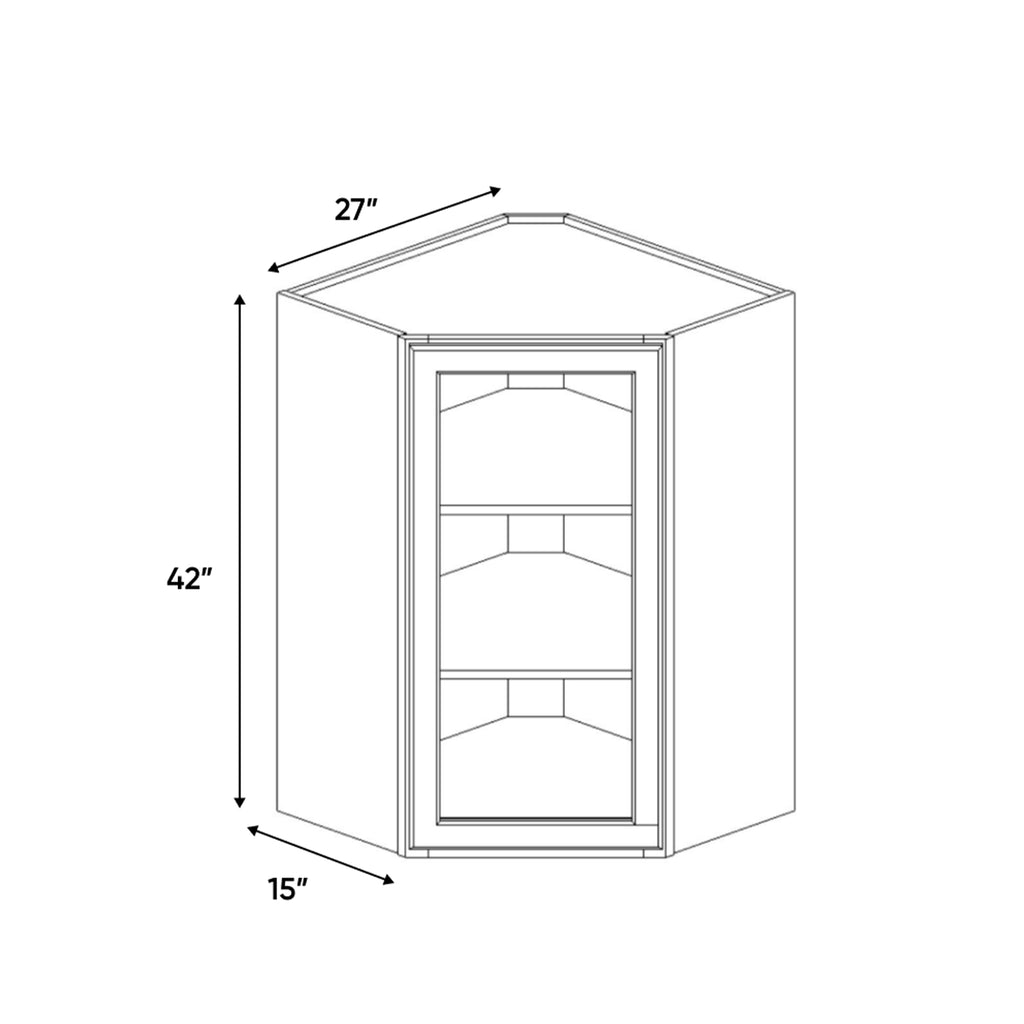 Newport Millstone - 27 Inch Diagonal Corner Glass Door Wall Cabinet - 27