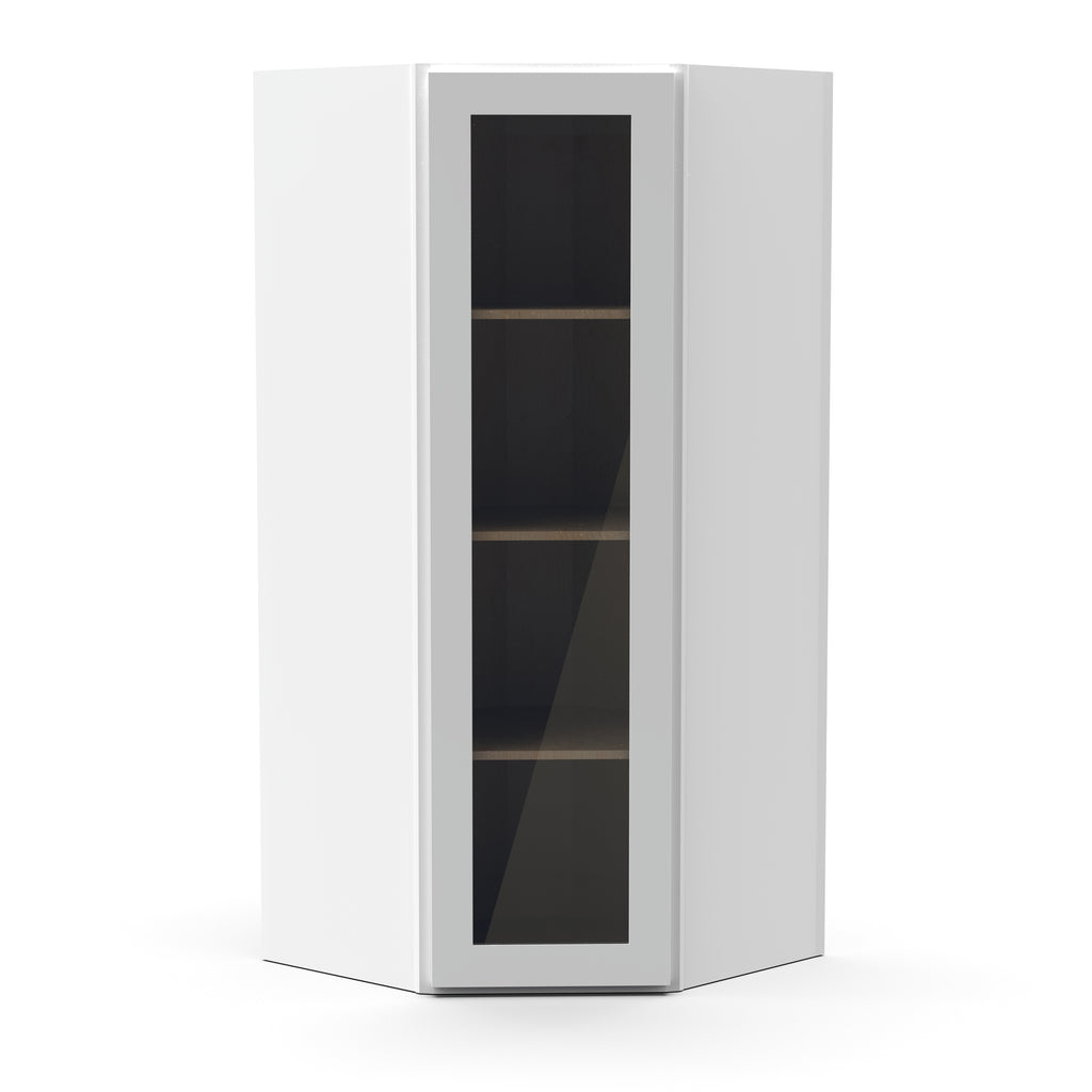 Liberty Shaker White Diagonal Corner Glass Door Kitchen Wall Cabinet - 42
