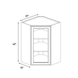 Liberty Shaker Rift - 27 Inch Diagonal Corner Glass Door Wall Cabinet - 27" Width x 42" Height x 15" Depth
