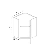 Atlas Blanco - 27 Inch Diagonal Corner Wall Cabinet - 27" Width x 42" Height x 15" Depth