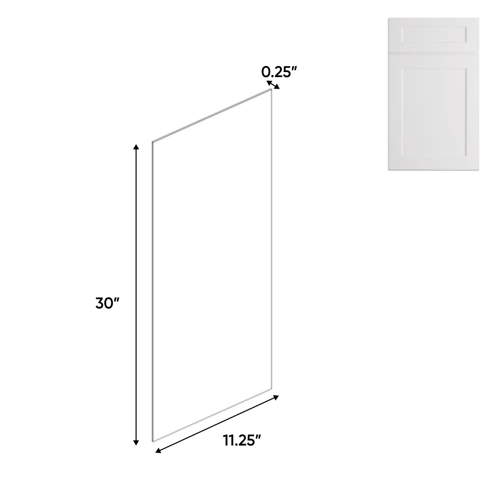 Shaker White - Cabinet Side Finished Skins - 30 in H x 12 in W - Pre Assembled