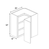 Belmont Grey - 42 Inch Wall Square Corner Wall Cabinet - 24" Width x 42" Height x 12" Depth
