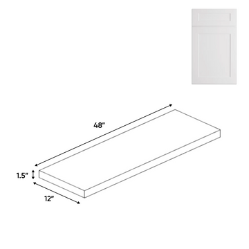 Shaker White - Cabinet Wall Shelf - 12 in H x 48 in W - Pre Assembled