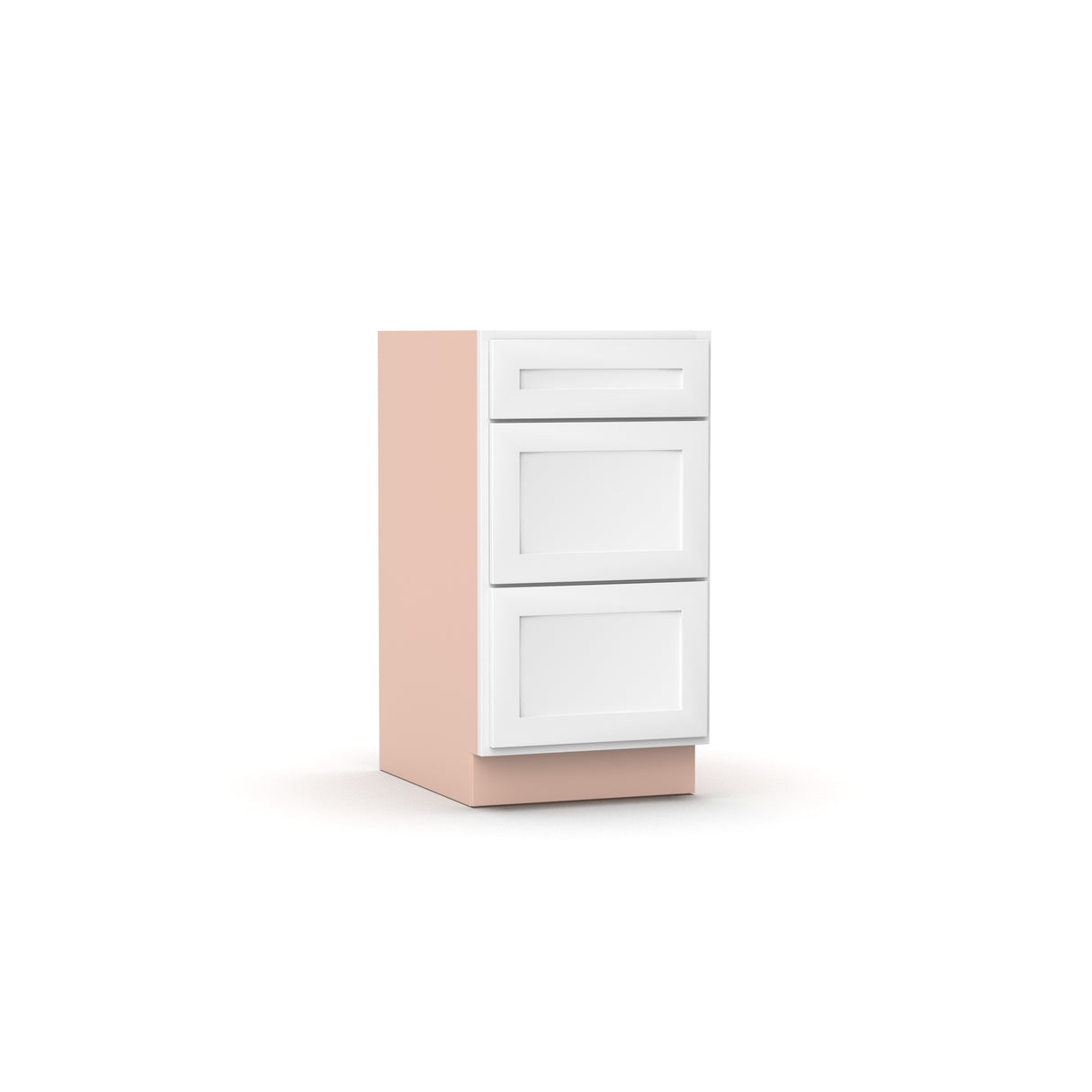Liberty Shaker White - 18 Inch Three Drawer Base Cabinet - 18" Width x 34.5" Height x 24" Depth