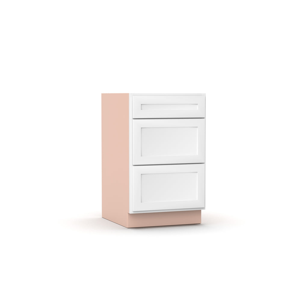 Liberty Shaker White - 21 Inch Three Drawer Base Cabinet - 21