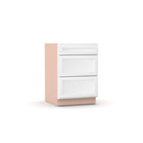 Liberty Shaker White - 24 Inch Three Drawer Base Cabinet - 24" Width x 34.5" Height x 24" Depth