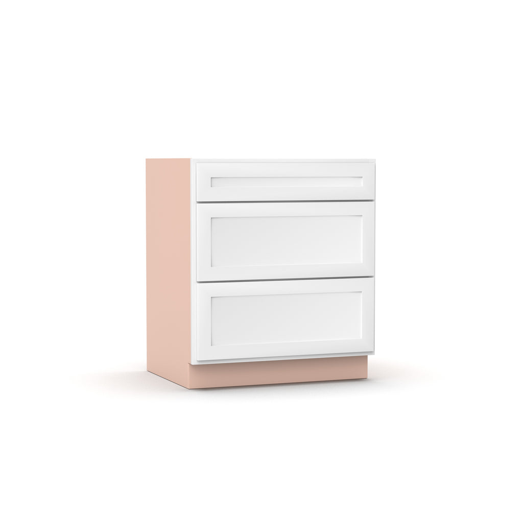 Liberty Shaker White - 30 Inch Three Drawer Base Cabinet - 30