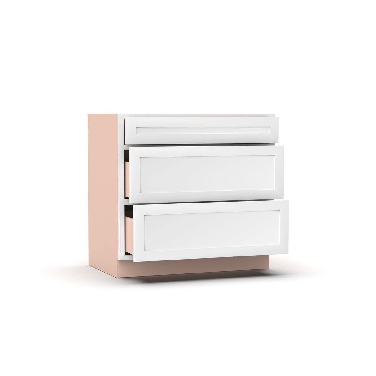 Liberty Shaker White - 36 Inch Three Drawer Base Cabinet - 36" Width x 34.5" Height x 24" Depth