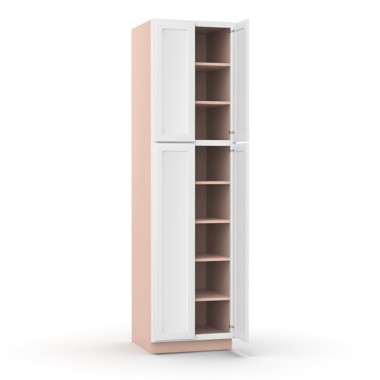 Liberty Shaker White - 24 Inch Double Door Pantry Tall Cabinet - 24" Width x 90" Height x 24" Depth