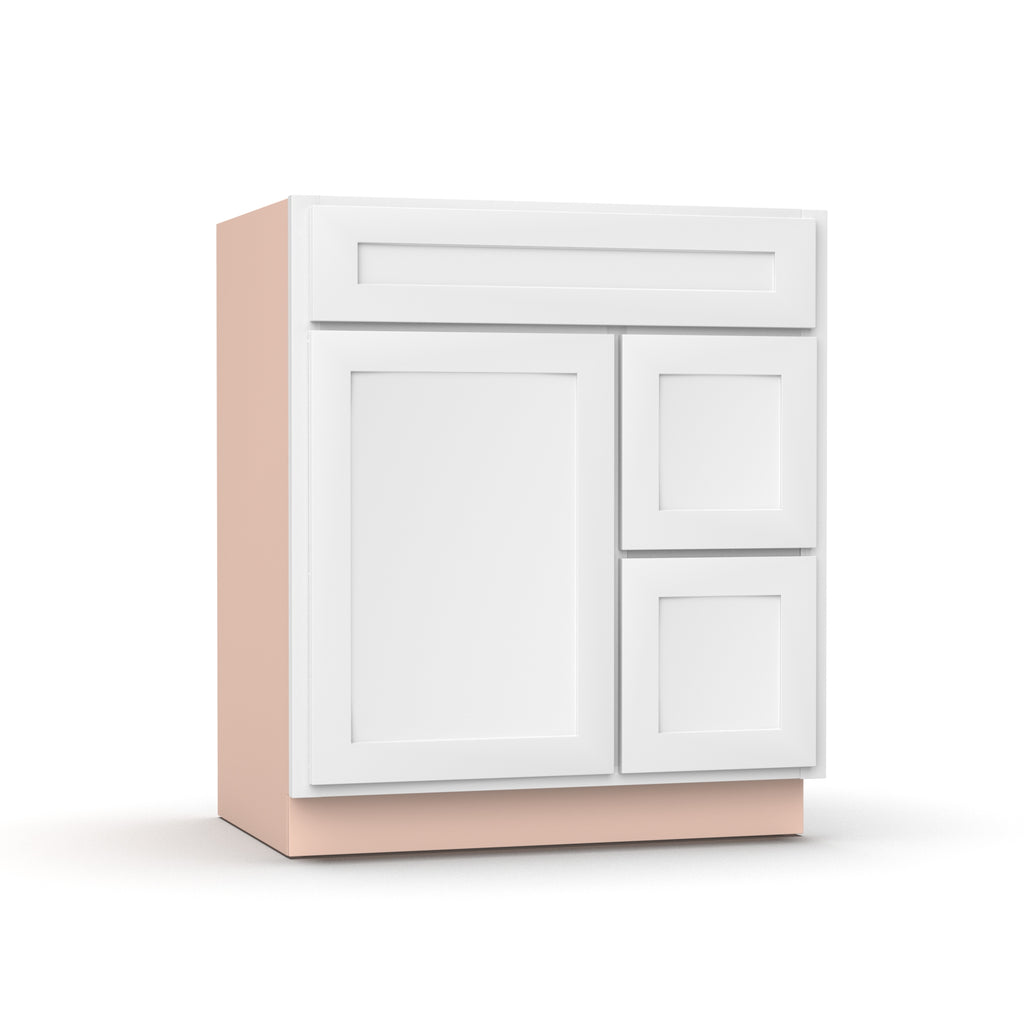 Liberty Shaker White - 30 Inch Vanity Sink Drawer Base Cabinet - 30