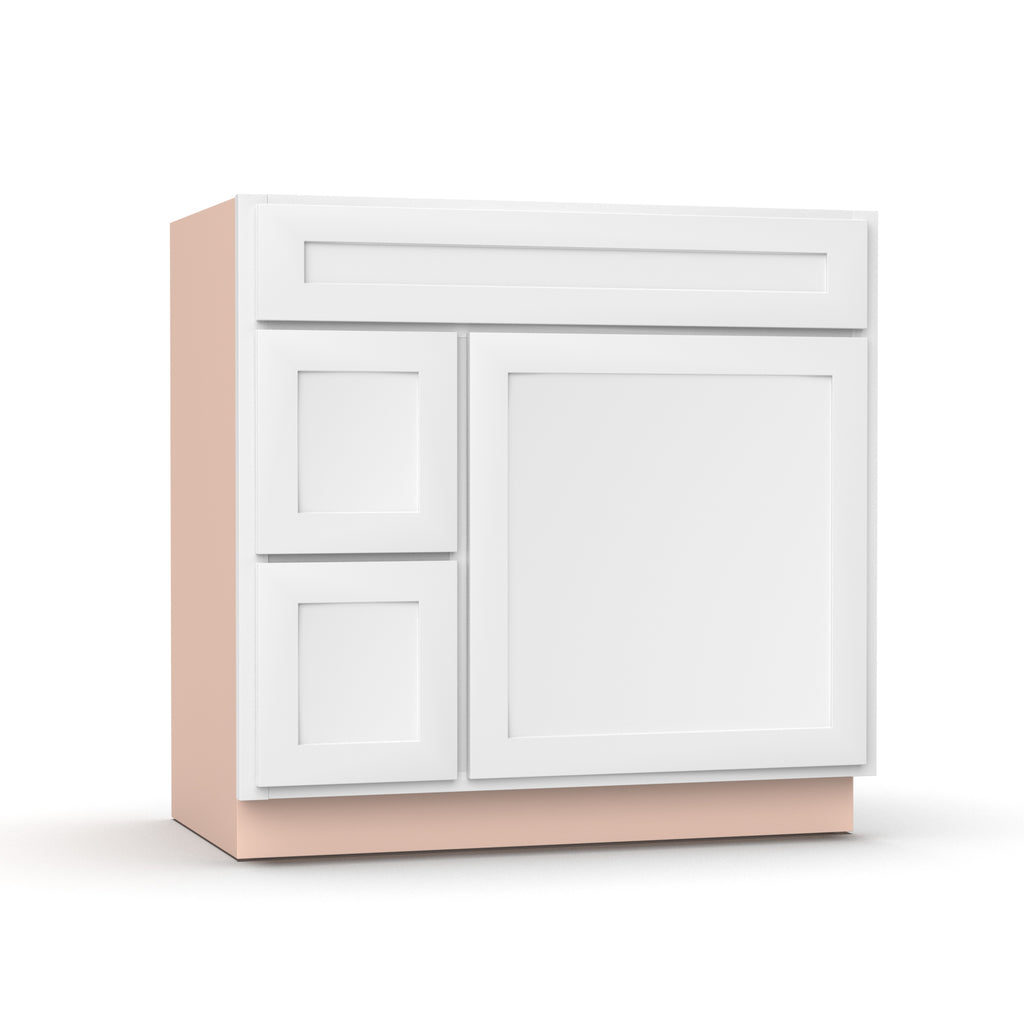 Liberty Shaker White - 36 Inch Vanity Sink Drawer Base Cabinet - 36