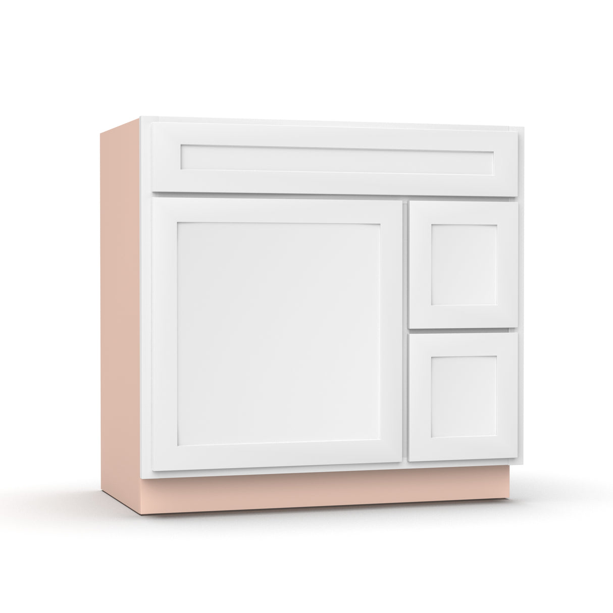 Liberty Shaker White - 36 Inch Vanity Sink Drawer Base Cabinet - 36" Width x 34.5" Height x 21" Depth