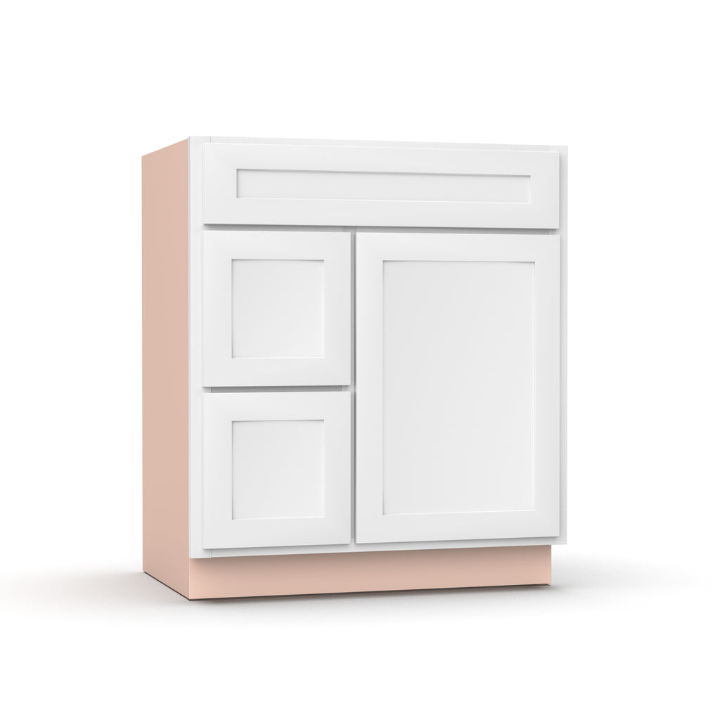 Liberty Shaker White - 30 Inch Vanity Sink Drawer Base Cabinet - 30