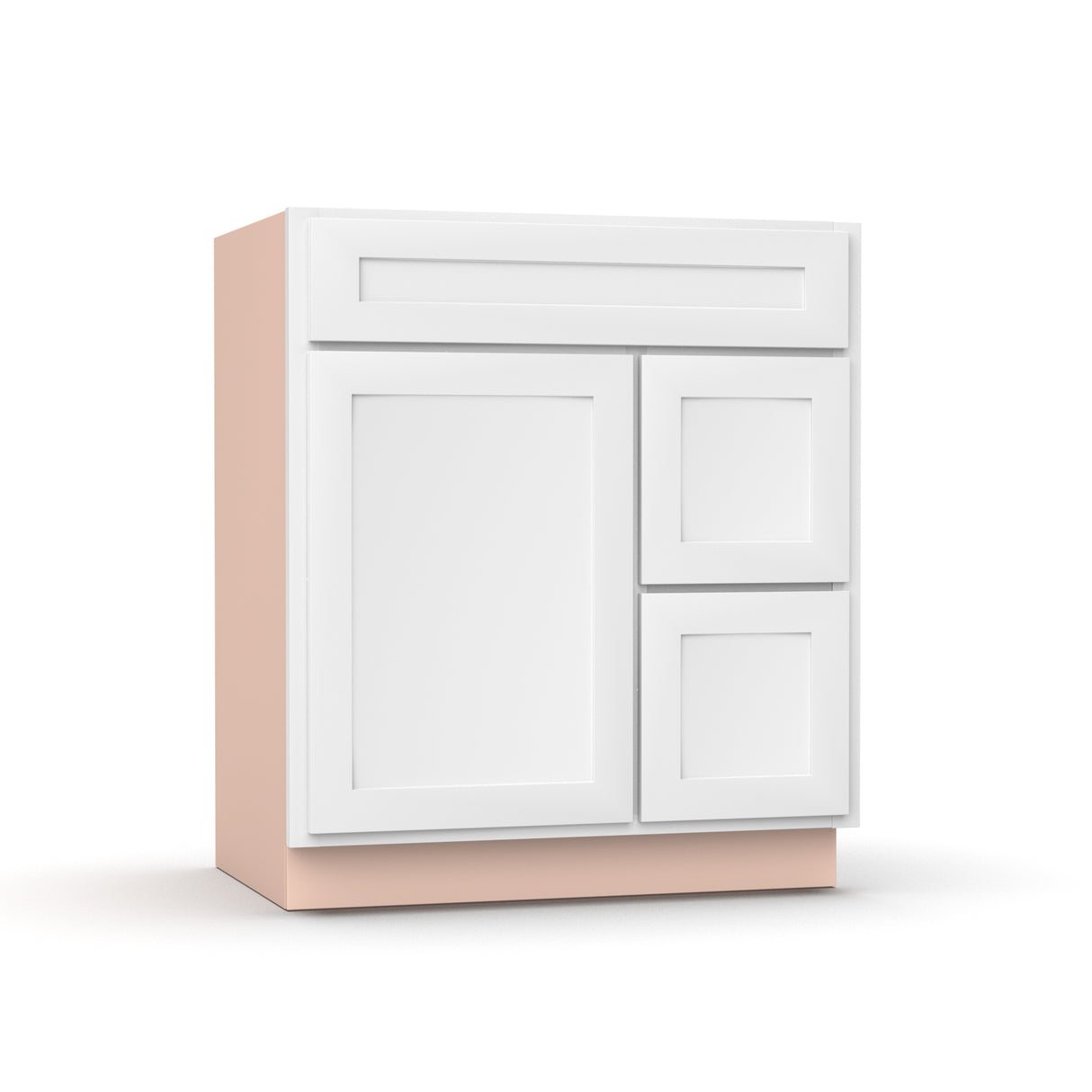 Liberty Shaker White - 30 Inch Vanity Sink Drawer Base Cabinet - 30" Width x 34.5" Height x 21" Depth