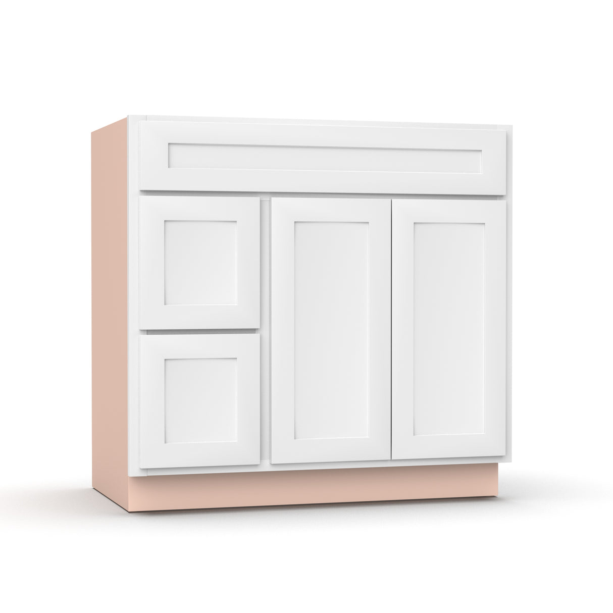 Liberty Shaker White - 36 Inch Vanity Sink Drawer Base Cabinet - 36" Width x 34.5" Height x 21" Depth