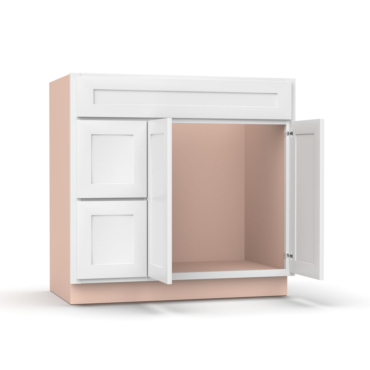 Liberty Shaker White - 36 Inch Vanity Sink Drawer Base Cabinet - 36" Width x 34.5" Height x 21" Depth