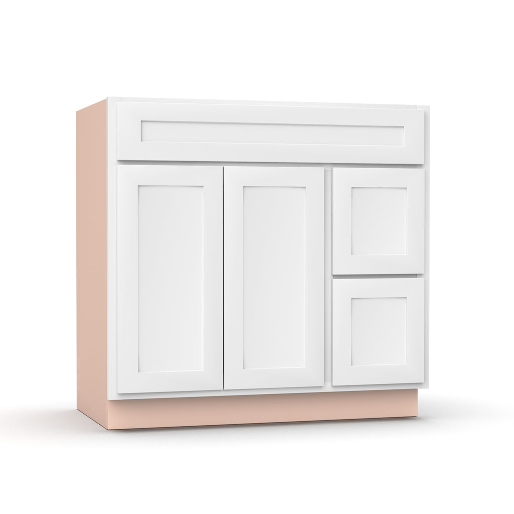 Liberty Shaker White - 36 Inch Vanity Sink Drawer Base Cabinet - 36