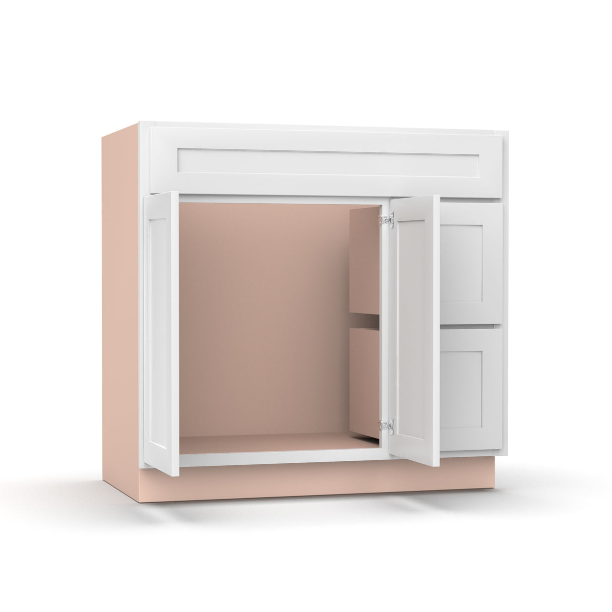 Liberty Shaker White - 36 Inch Vanity Sink Drawer Base Cabinet - 36" Width x 34.5" Height x 21" Depth