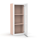 Liberty Shaker White - 15 Inch Single Glass Door Wall Cabinet - 15" Width x 36" Height x 12" Depth
