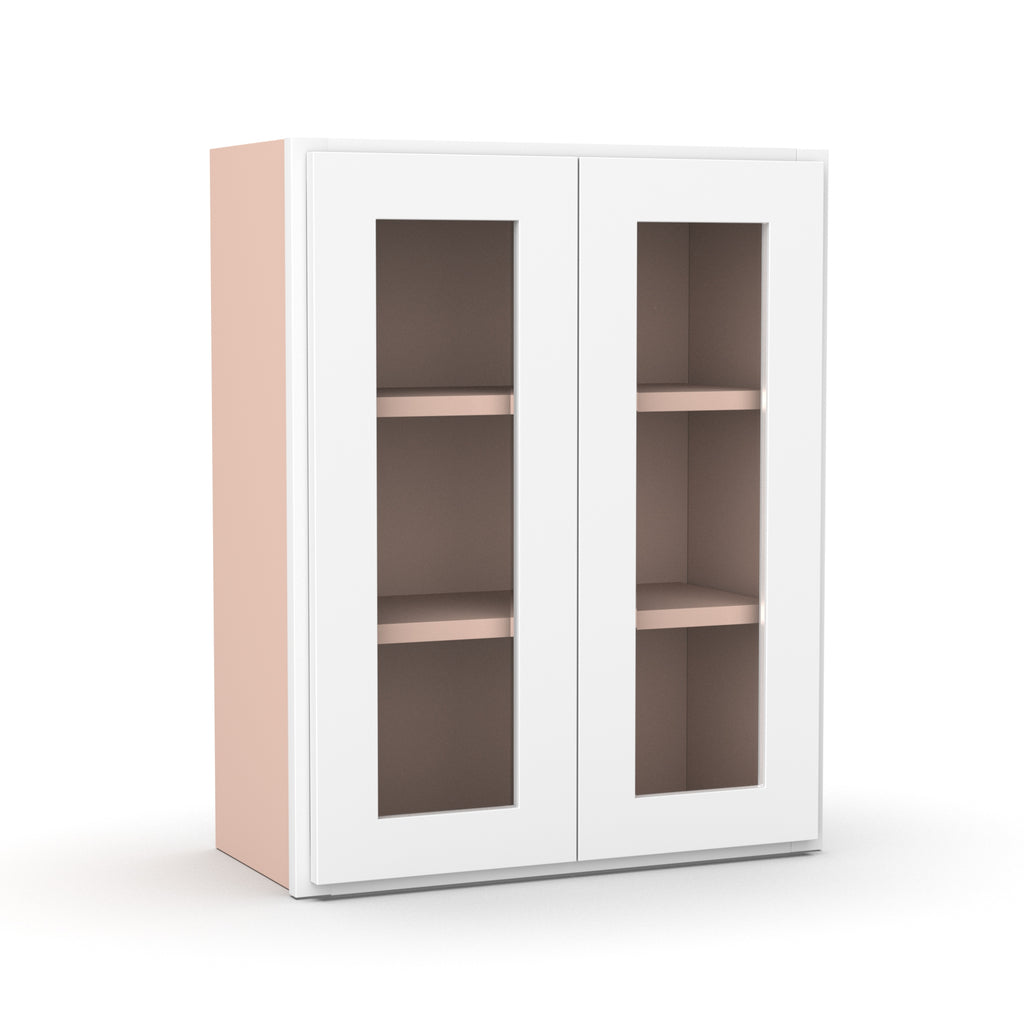 Liberty Shaker White - 24 Inch Double Glass Door Wall Cabinet - 24