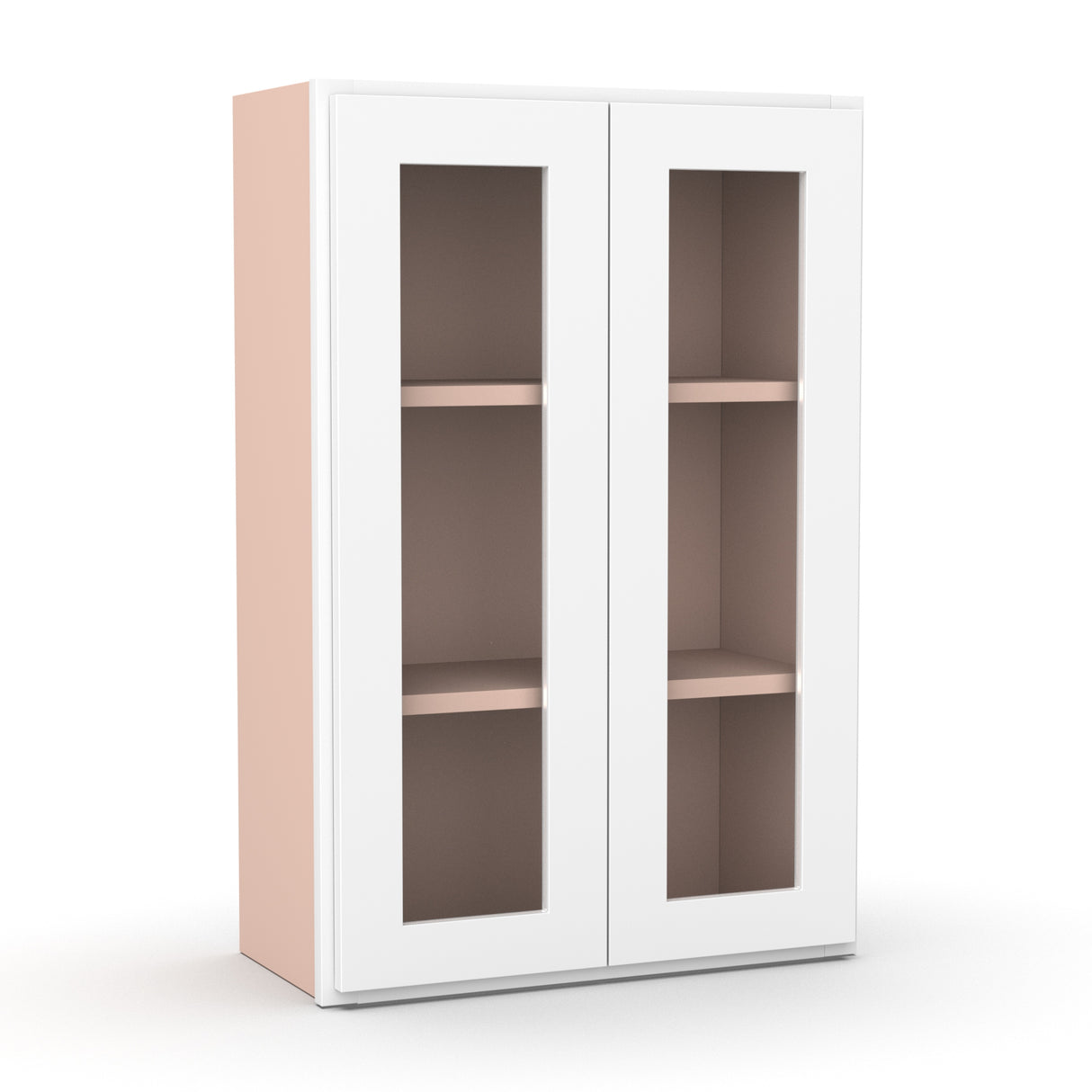 Liberty Shaker White - 24 Inch Double Glass Door Wall Cabinet - 24" Width x 36" Height x 12" Depth