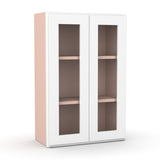 Liberty Shaker White - 24 Inch Double Glass Door Wall Cabinet - 24" Width x 36" Height x 12" Depth