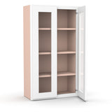 Liberty Shaker White - 24 Inch Double Glass Door Wall Cabinet - 24" Width x 42" Height x 12" Depth