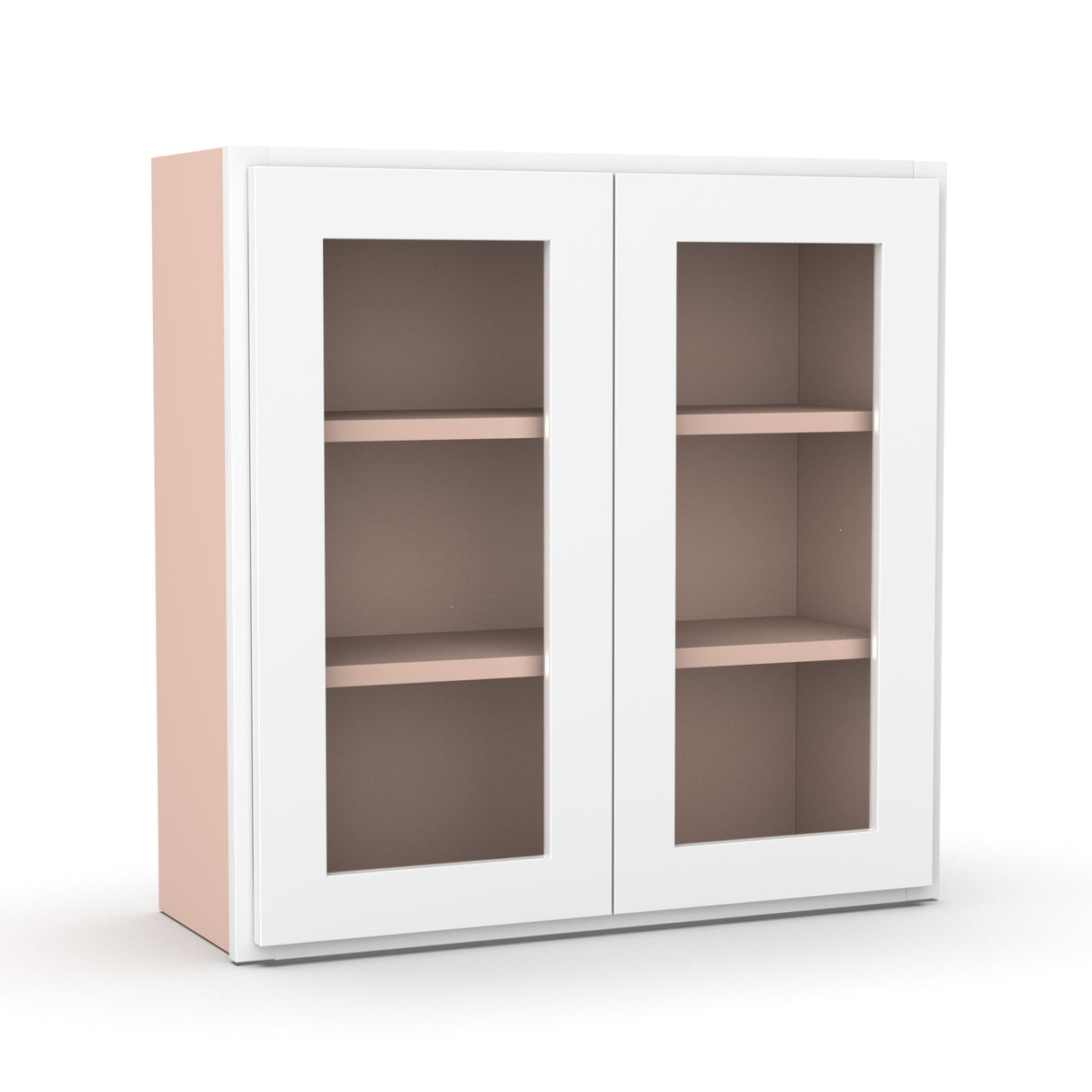 Liberty Shaker White Double Glass Door Kitchen Wall Cabinet - 30"W x 30"H x 12"D