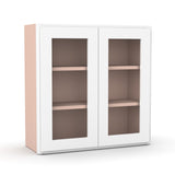 Liberty Shaker White Double Glass Door Kitchen Wall Cabinet - 30"W x 30"H x 12"D