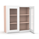 Liberty Shaker White Double Glass Door Kitchen Wall Cabinet - 30"W x 30"H x 12"D