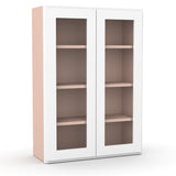 Liberty Shaker White - 30 Inch Double Glass Door Wall Cabinet - 30" Width x 42" Height x 12" Depth