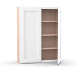 Liberty Shaker White - 33 Inch Height Double Door Wall Cabinet - 33" Width x 42" Height x 12" Depth