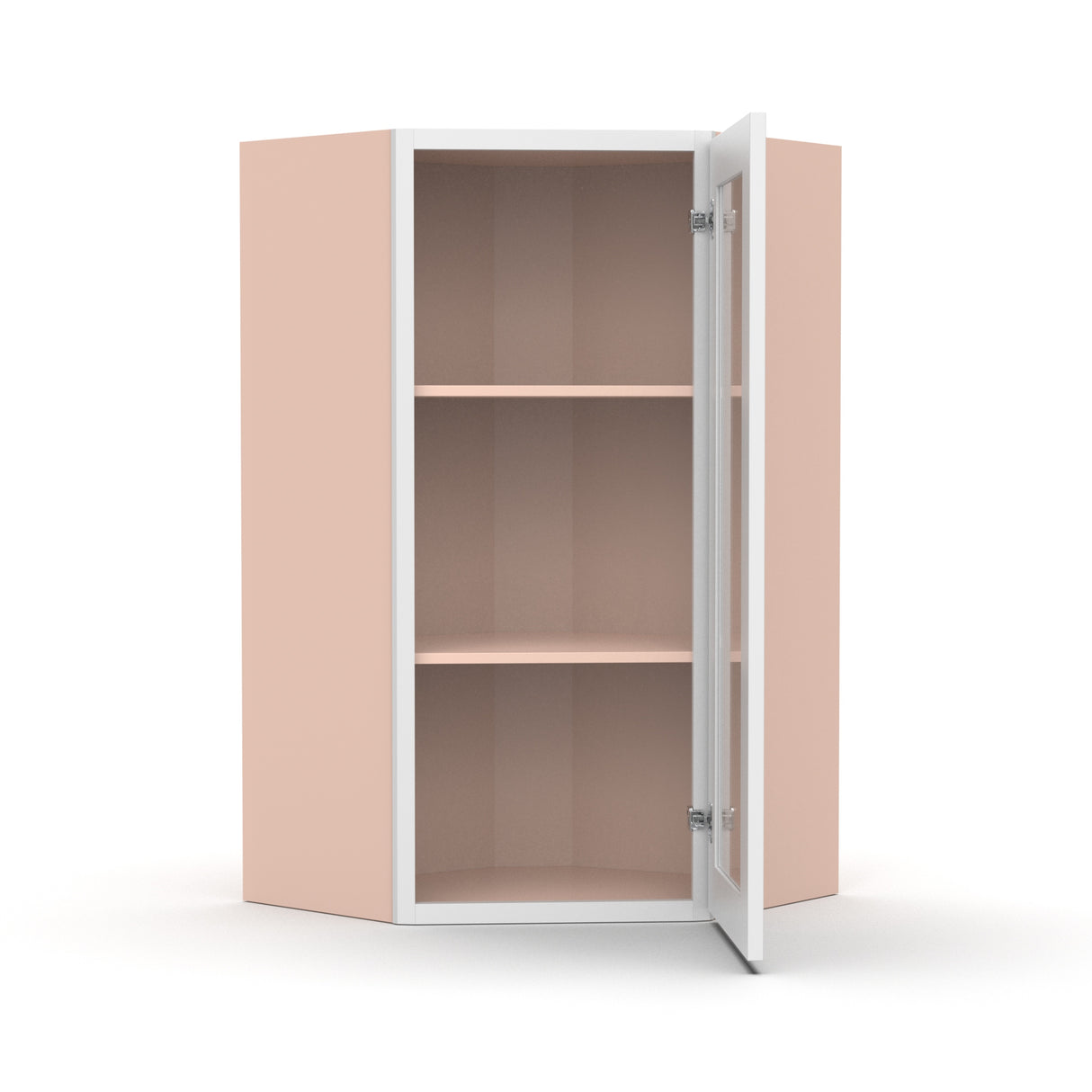 Liberty Shaker White - 24 Inch Diagonal Corner Glass Door Wall Cabinet - 24" Width x 30" Height x 12" Depth