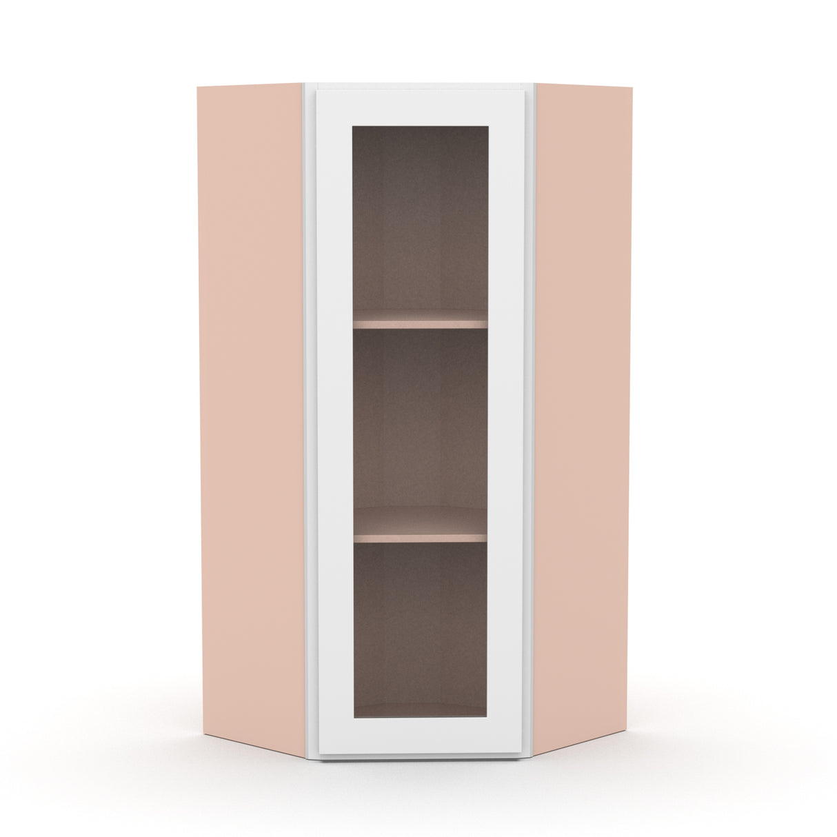 Liberty Shaker White - 24 Inch Diagonal Corner Glass Door Wall Cabinet - 24" Width x 36" Height x 12" Depth