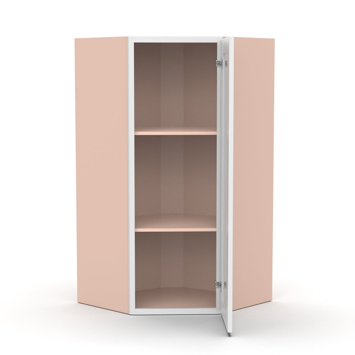 Liberty Shaker White - 27 Inch Diagonal Corner Glass Door Wall Cabinet - 27" Width x 36" Height x 15" Depth