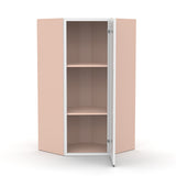 Liberty Shaker White - 27 Inch Diagonal Corner Glass Door Wall Cabinet - 27" Width x 36" Height x 15" Depth
